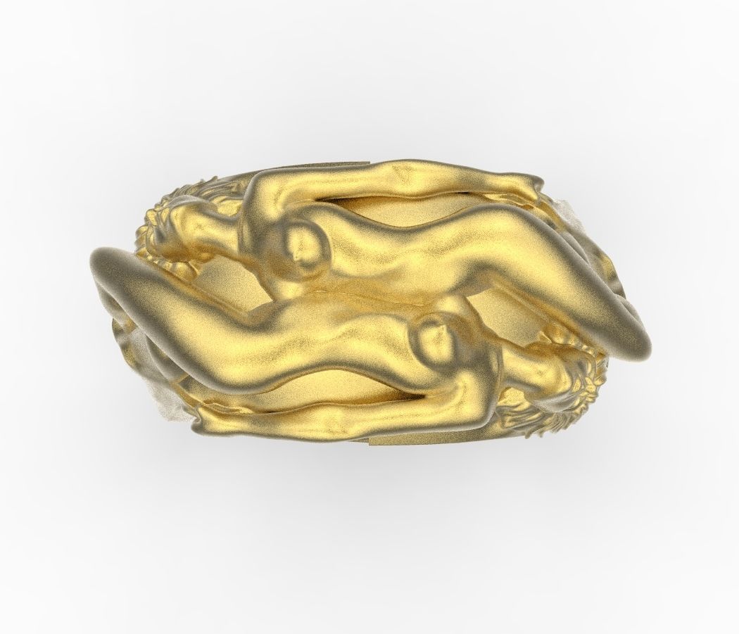 two woman ring 3D print model_4