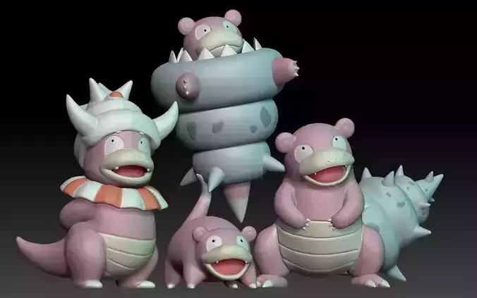 Pokemon Slowpoke Mega Slowbro Slowking 3D print model