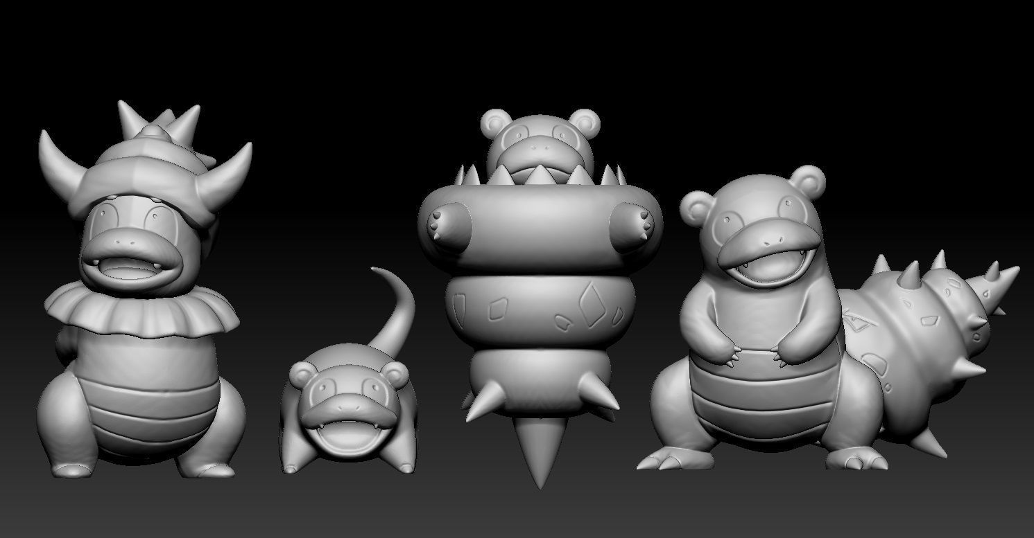 Pokemon Slowpoke Mega Slowbro Slowking 3D print model_1