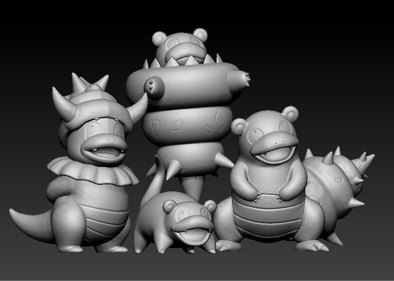 Pokemon Slowpoke Mega Slowbro Slowking 3D print model_8