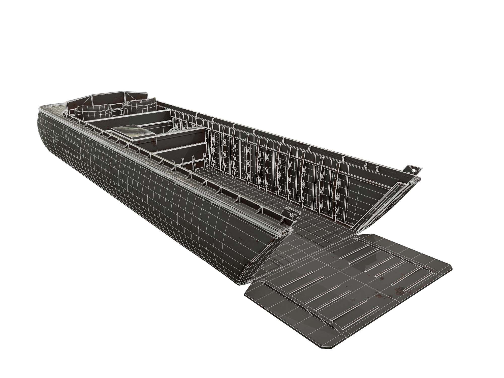 LCVP Landing Craft Low-poly 3D model_9
