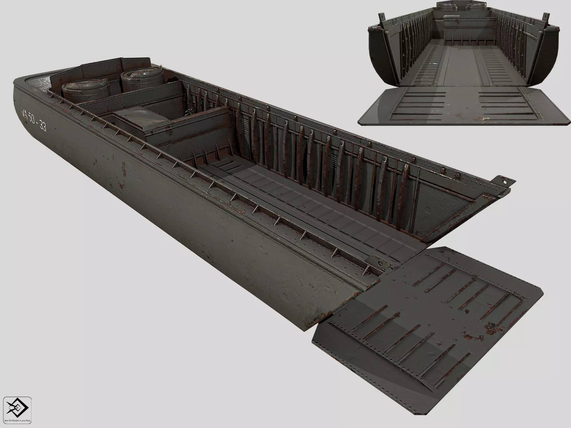LCVP Landing Craft Low-poly 3D model_0