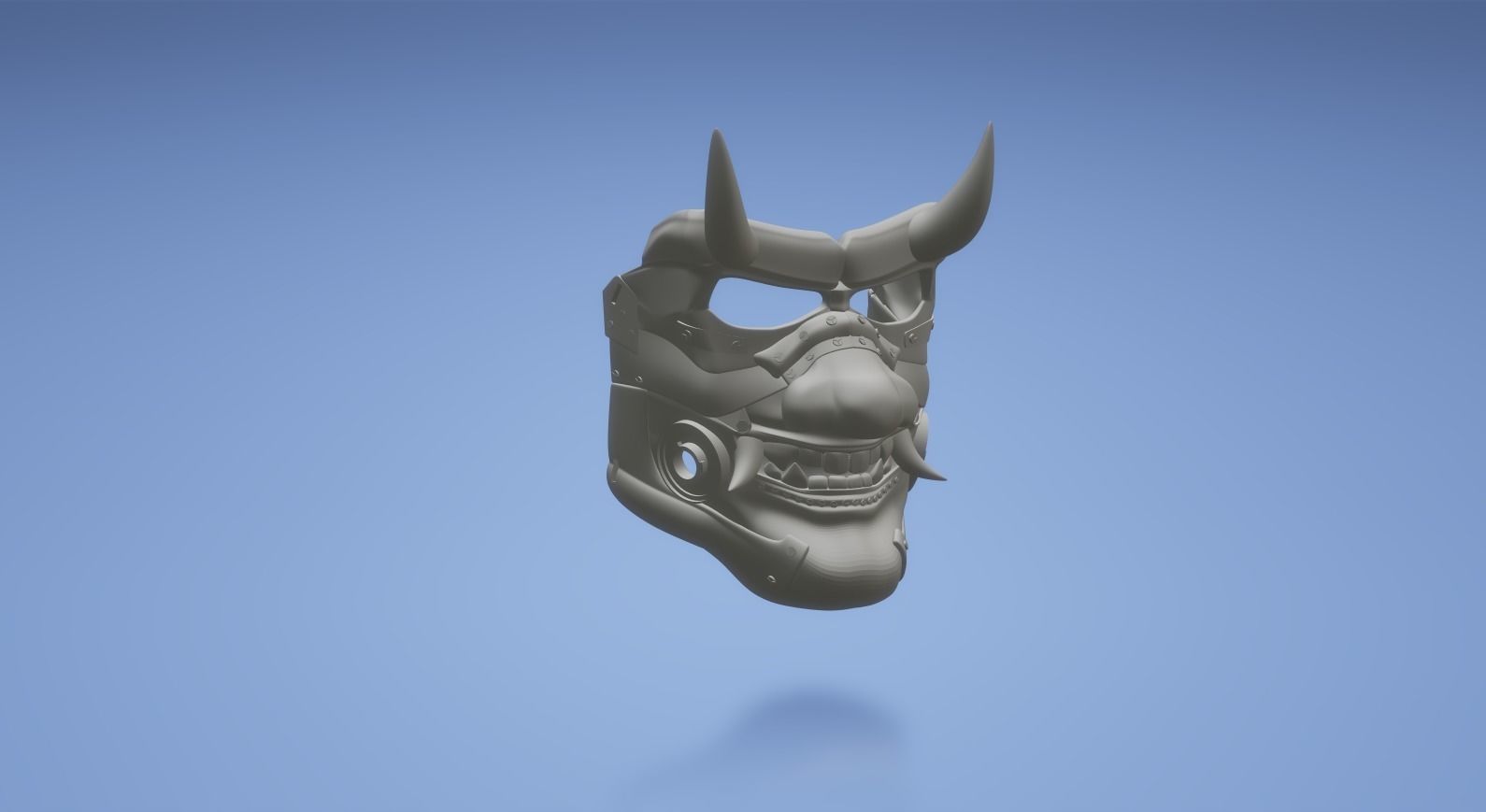 cyber oni mask with filters 3D print model_7