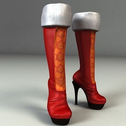  Santa Woman Boots Low-poly 3D model