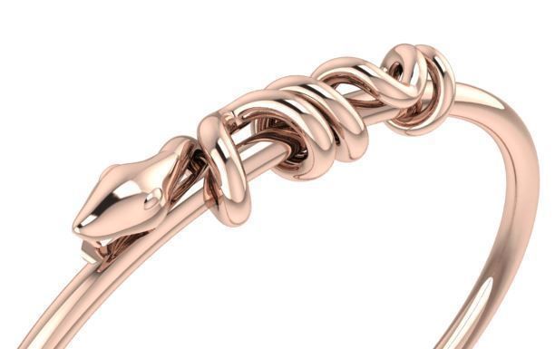 Snake rose gold ring 3D print model_1