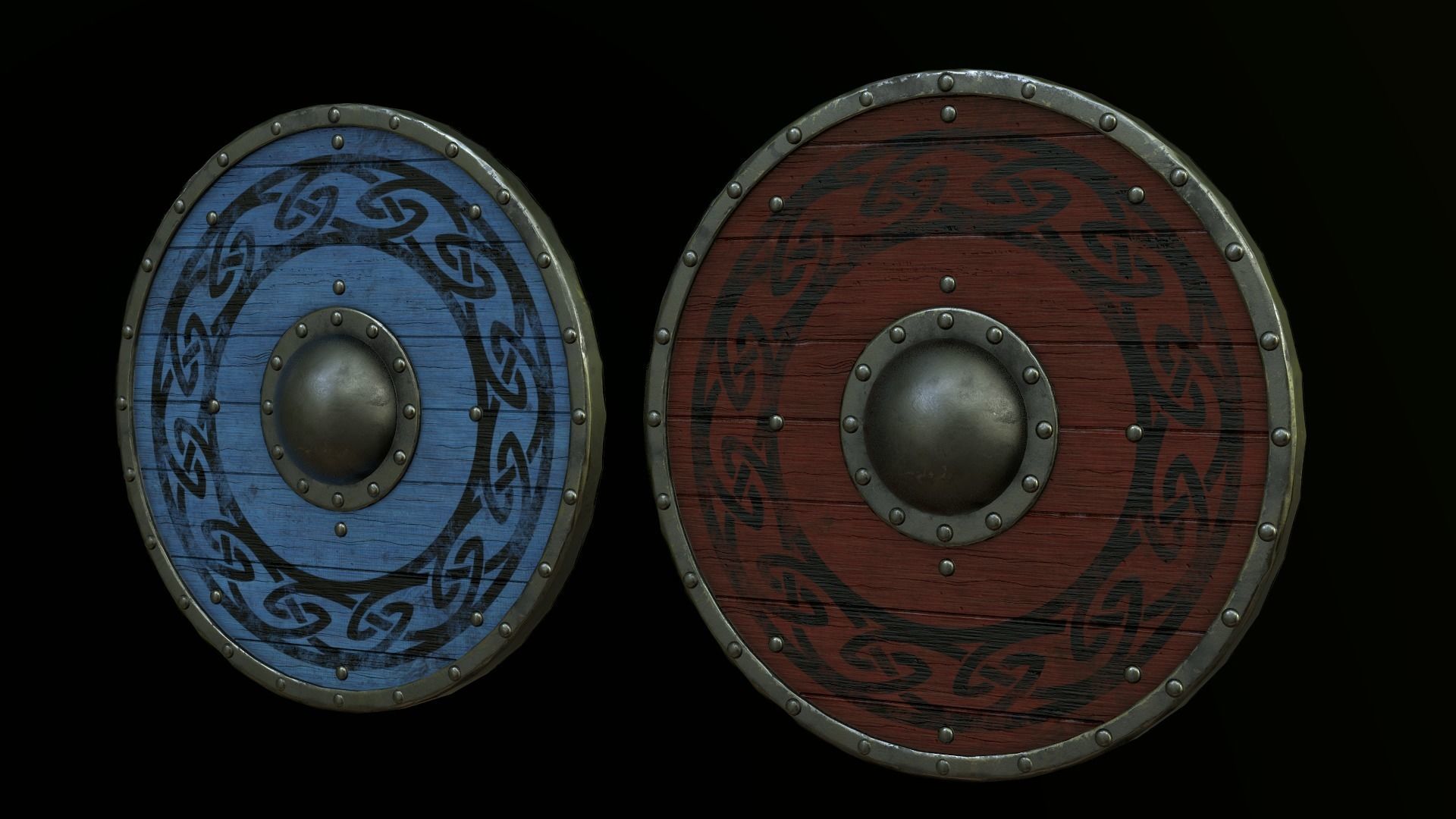 Viking Shield Pack - Triple AAA game asset Free low-poly 3D model_3
