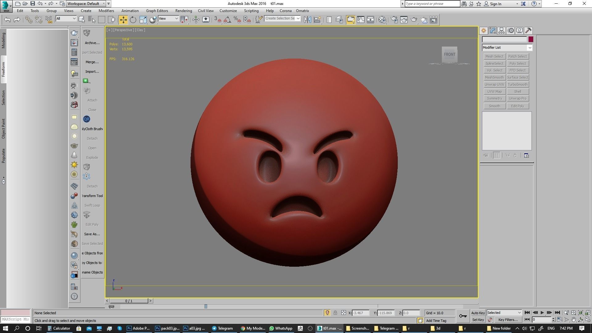 Emoji Pouting Face 3D model_20