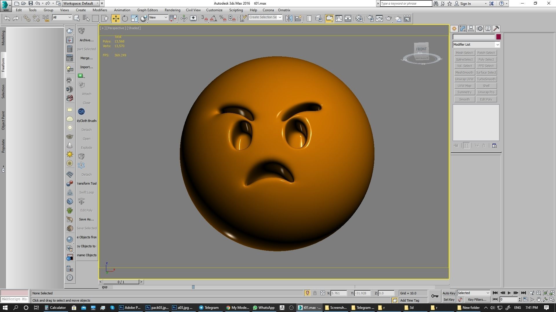 Emoji Pouting Face 3D model_11