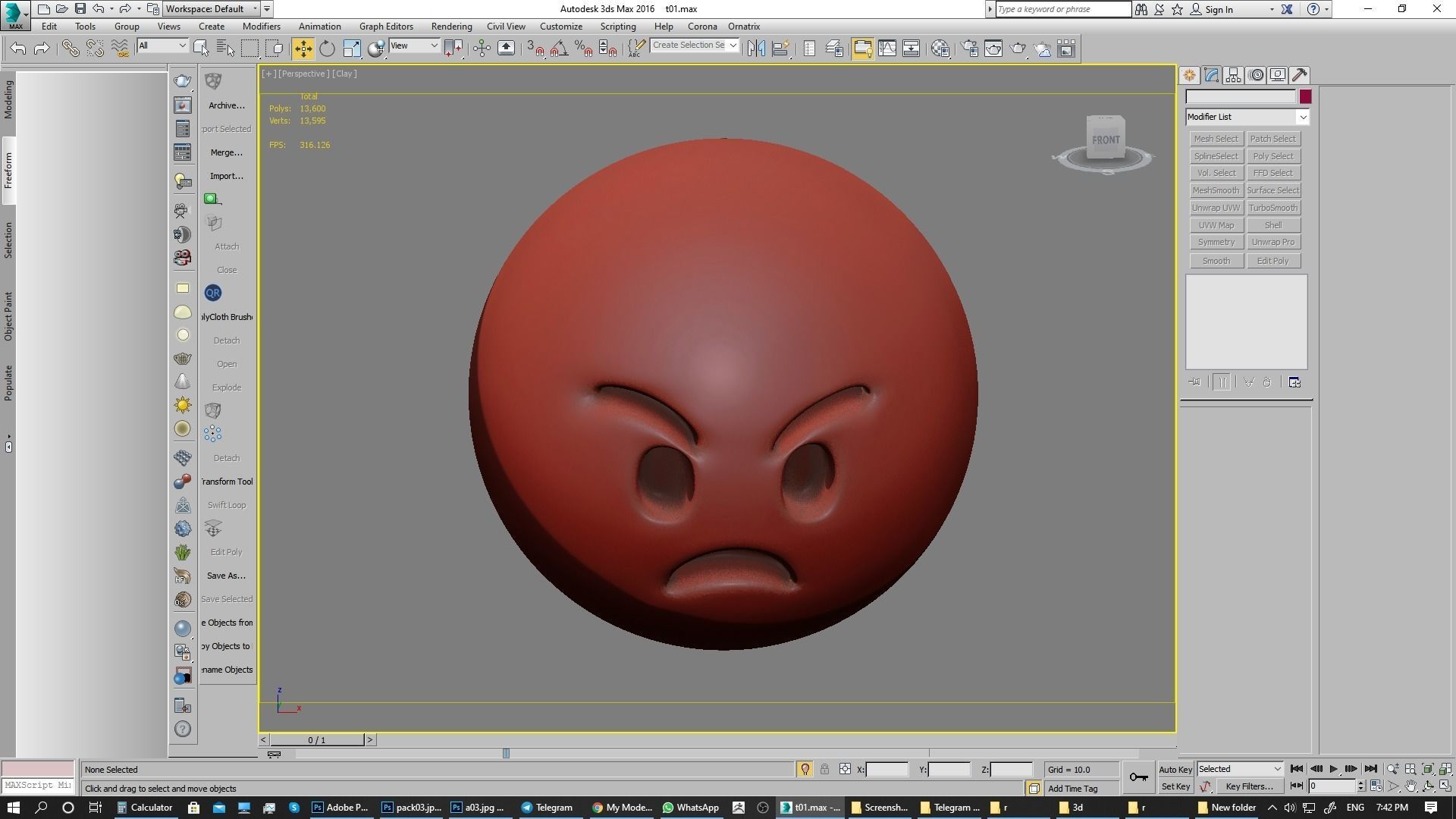 Emoji Pouting Face 3D model_17
