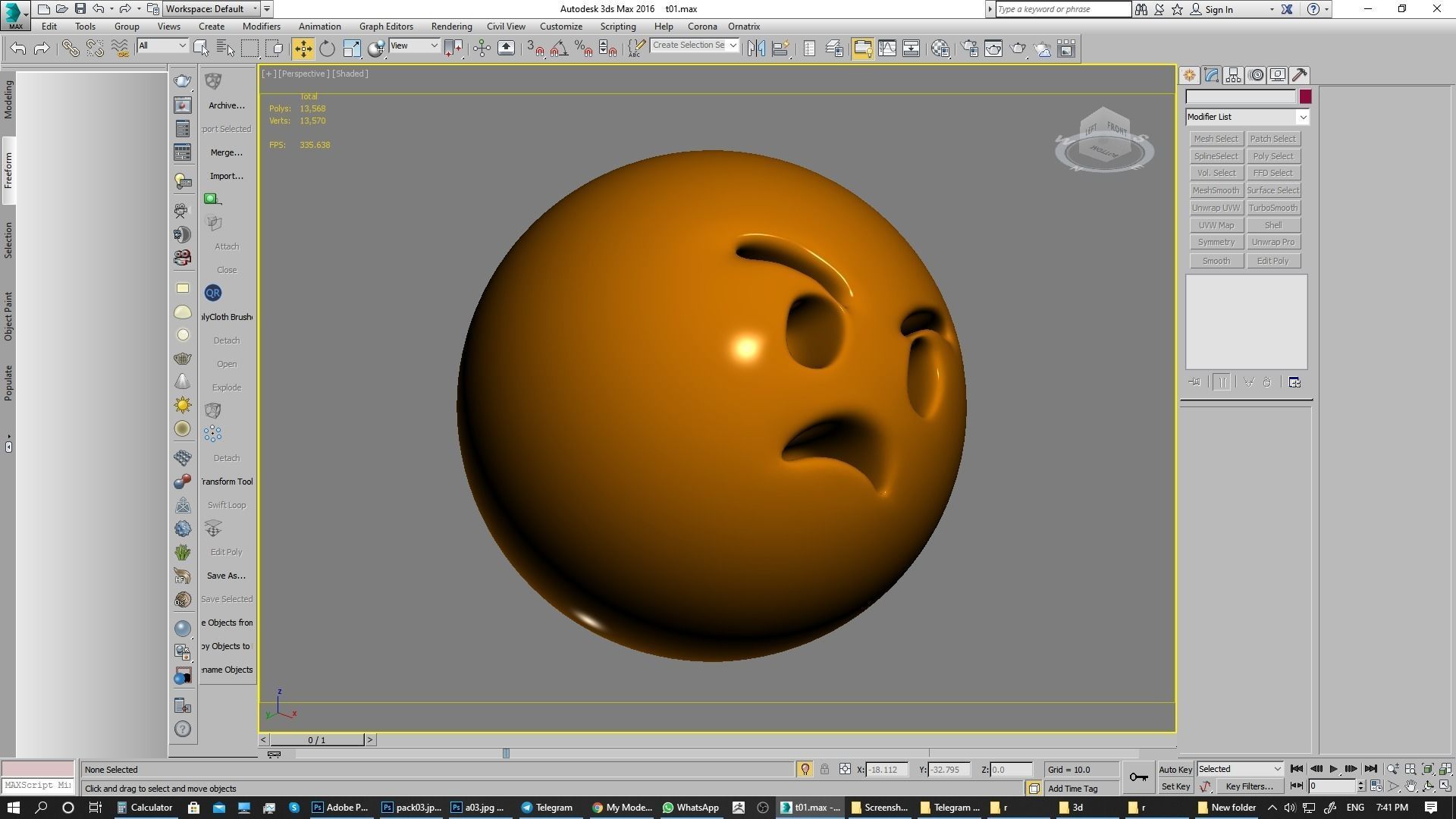 Emoji Pouting Face 3D model_10