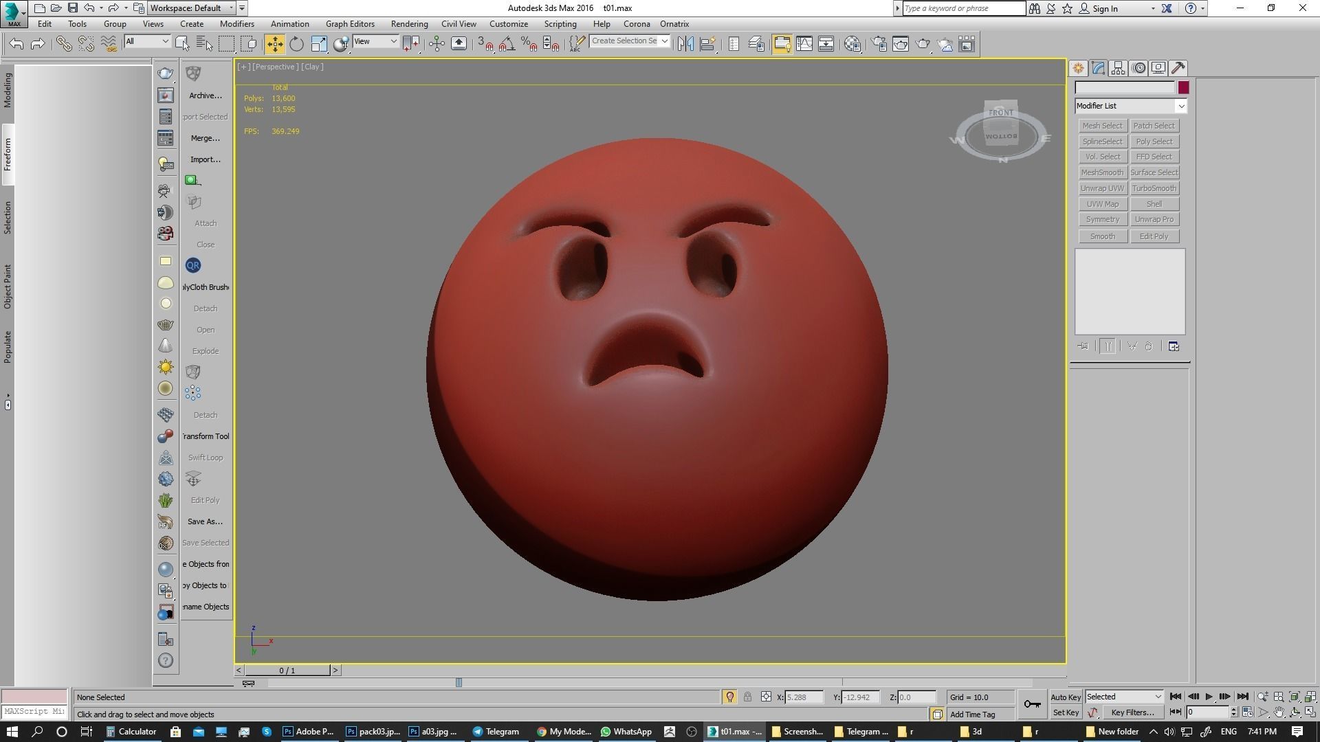 Emoji Pouting Face 3D model_14