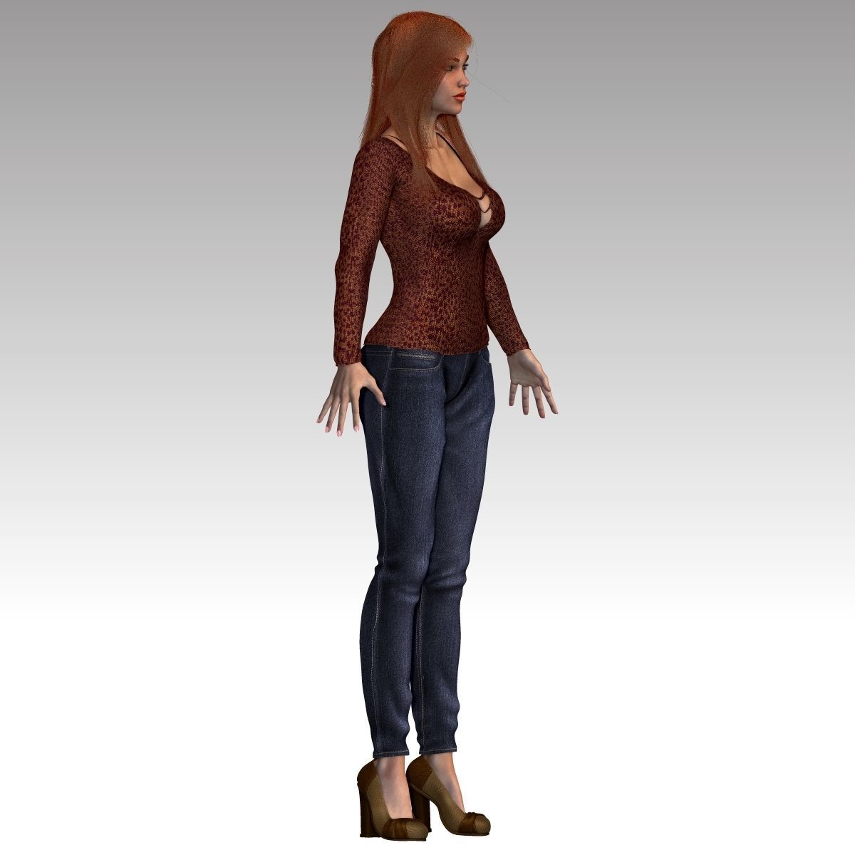  Karina Female Model zbrush Low-poly 3D model_5