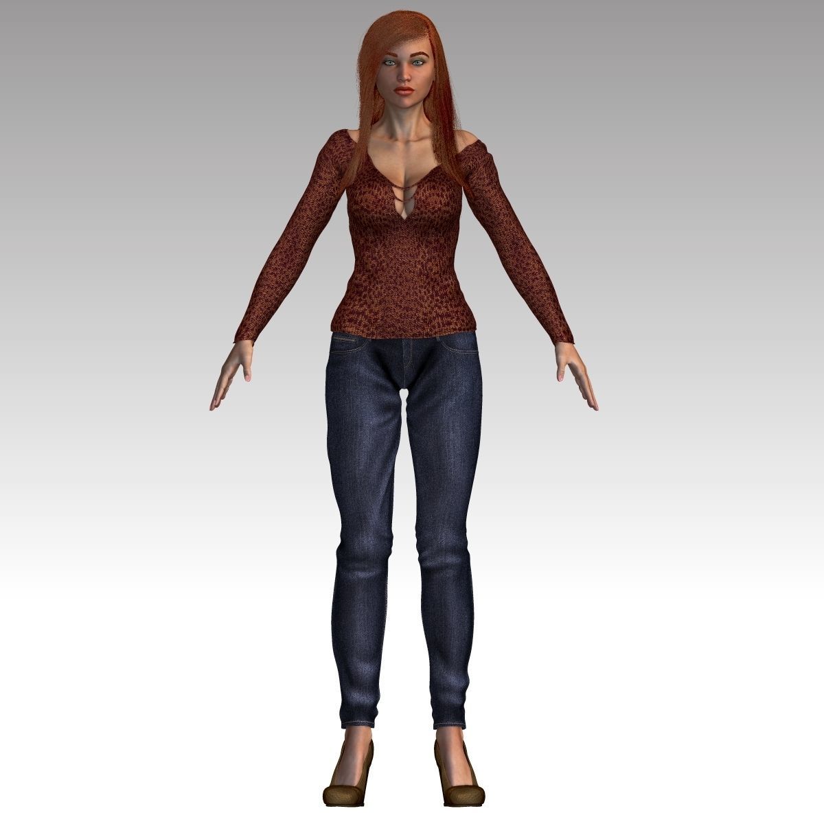  Karina Female Model zbrush Low-poly 3D model_3