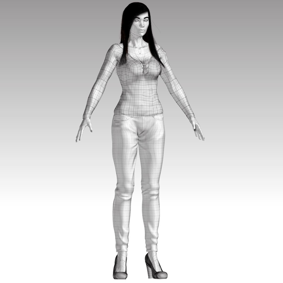 Karina Female Model zbrush Low-poly 3D model_15