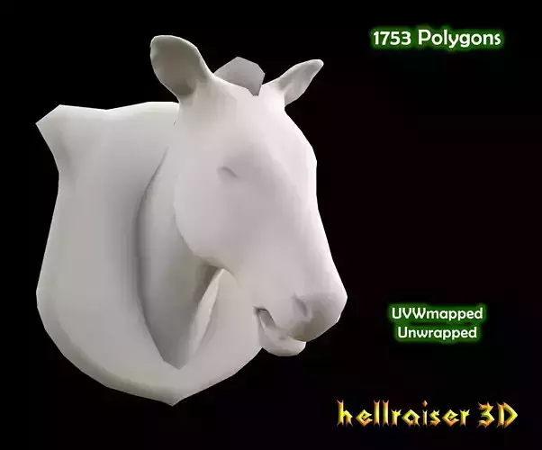 Zebra Head Low-poly 3D model