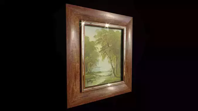 Trees by the Lake Oil Painting