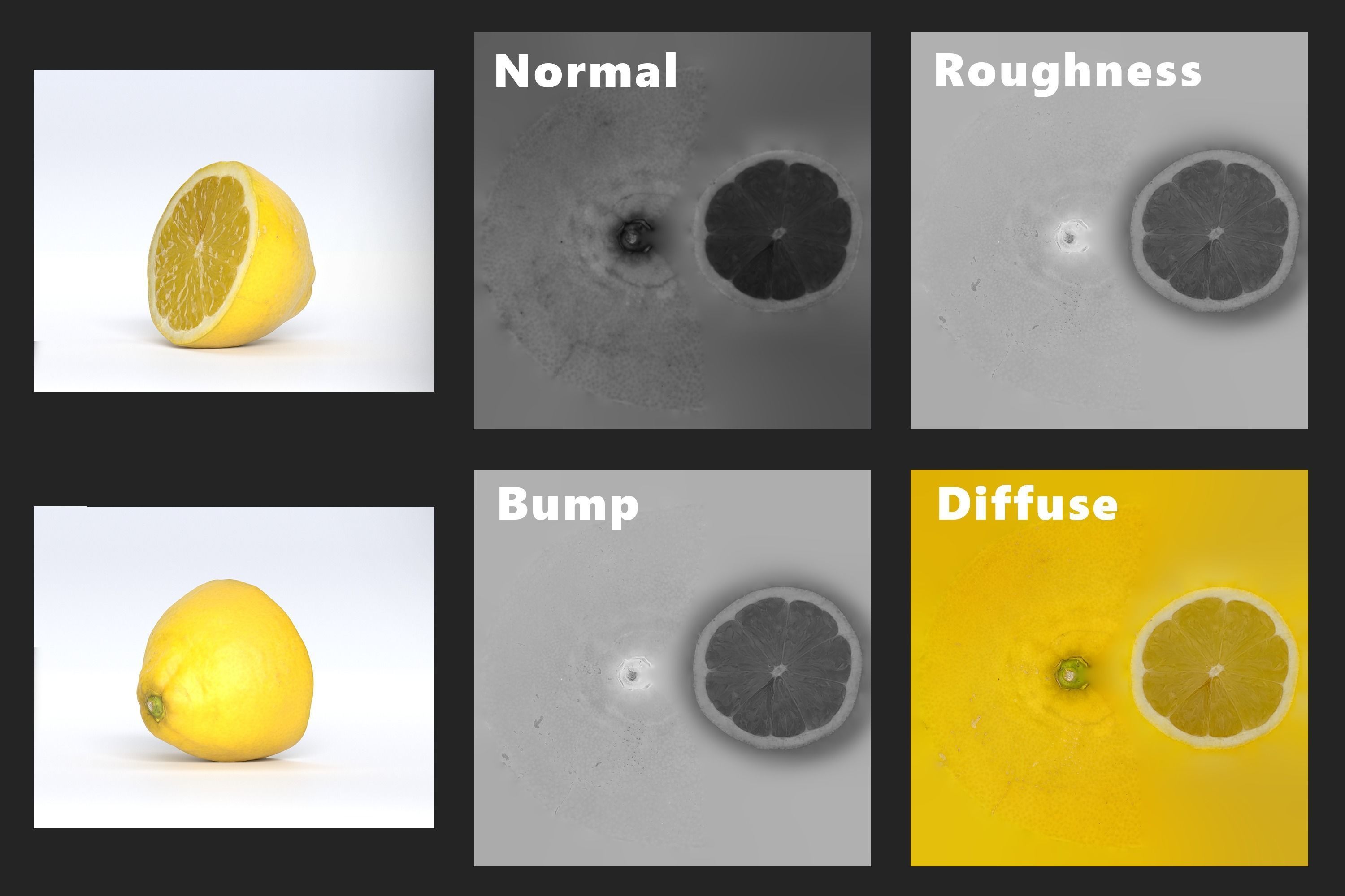 Lemon Fruit Photoscan Low-poly 3D model_8