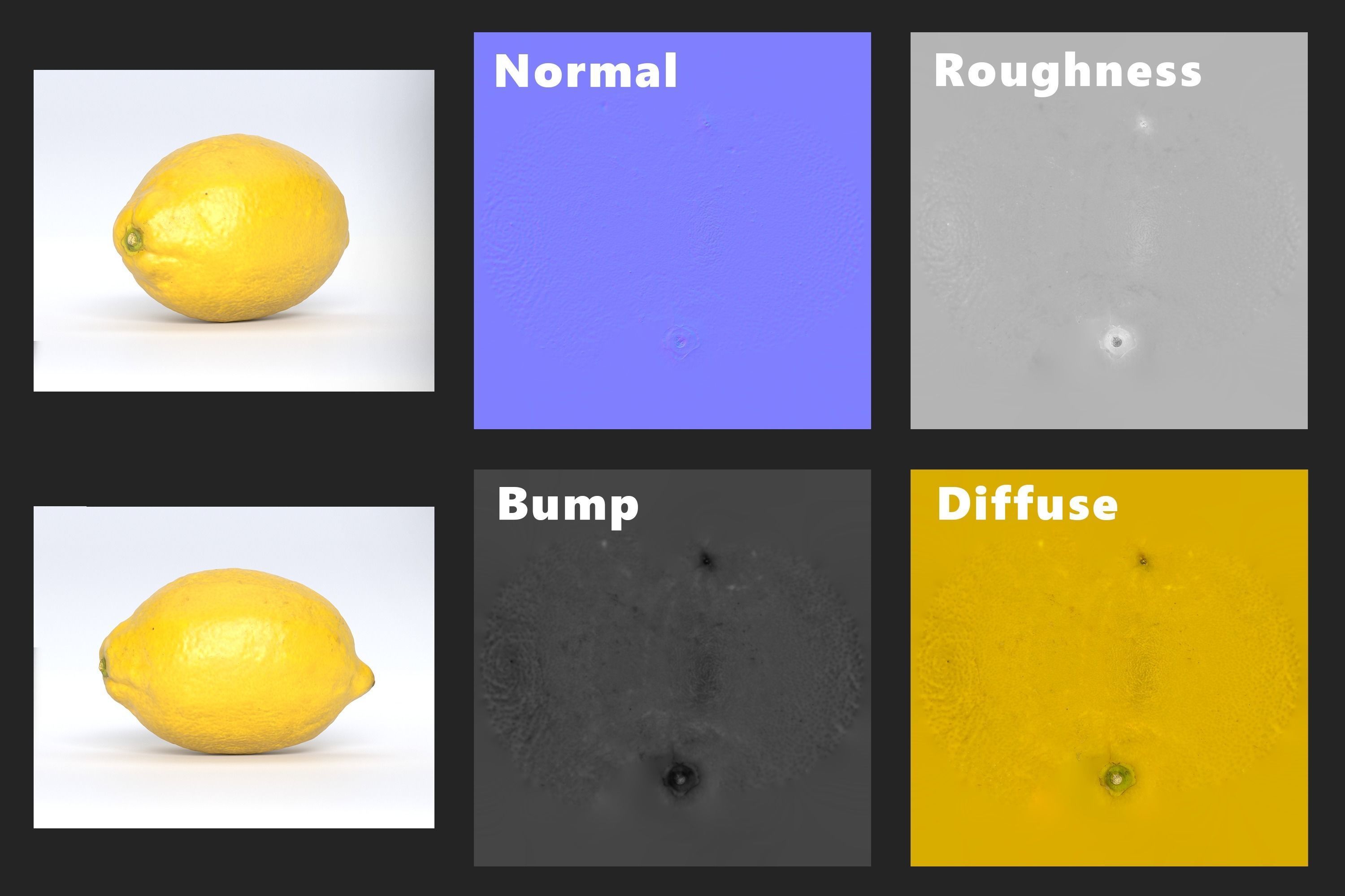 Lemon Fruit Photoscan Low-poly 3D model_9