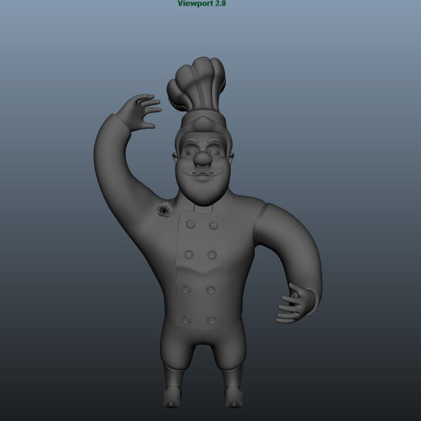 Chef cartoon 5 poses 3D model_1