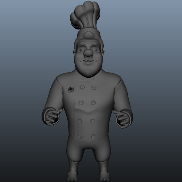 Chef cartoon 5 poses 3D model_3