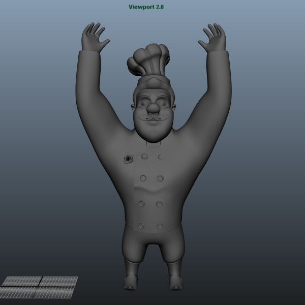 Chef cartoon 5 poses 3D model_5