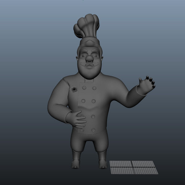 Chef cartoon 5 poses 3D model_4