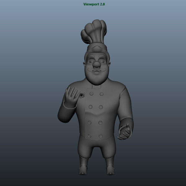 Chef cartoon 5 poses 3D model_2