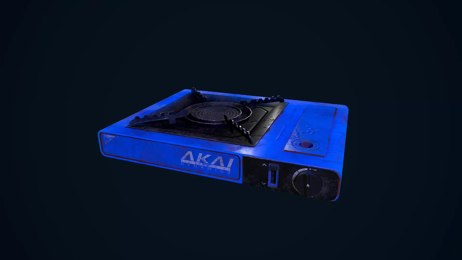 Hotplate kadai gas stove Low-poly 3D model_0