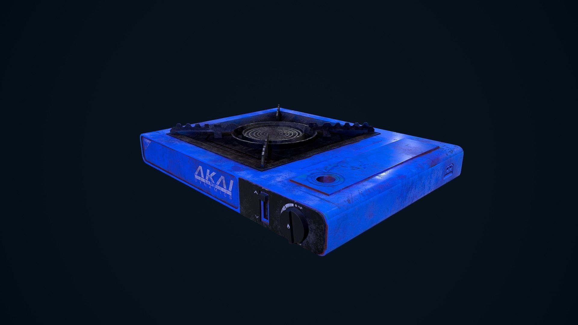 Hotplate kadai gas stove Low-poly 3D model_2