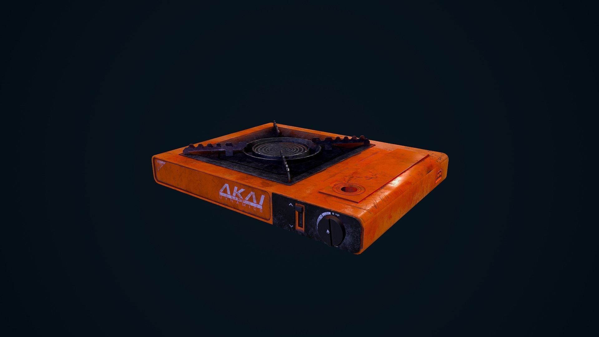 Hotplate kadai gas stove Low-poly 3D model_4