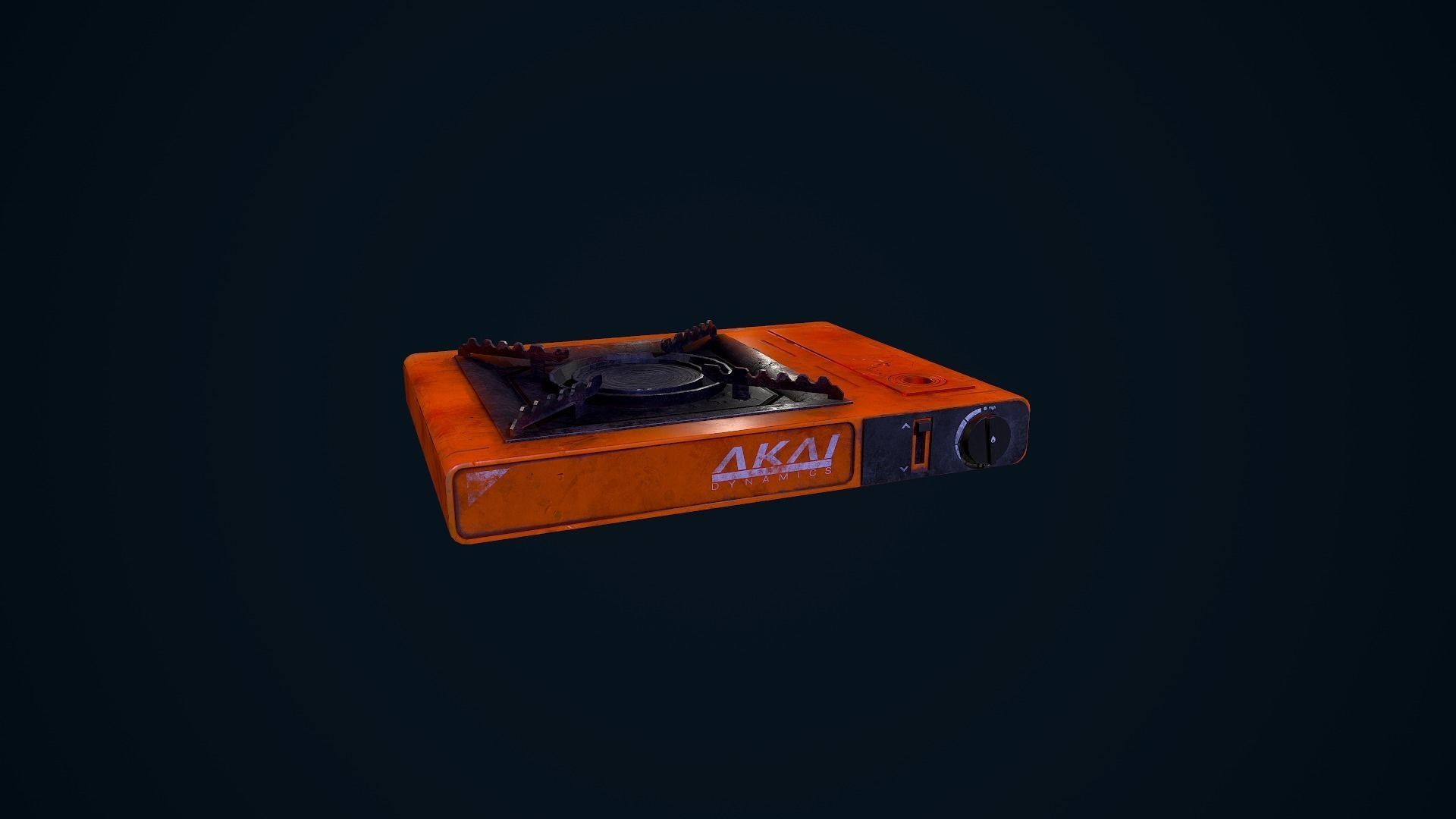 Hotplate kadai gas stove Low-poly 3D model_3