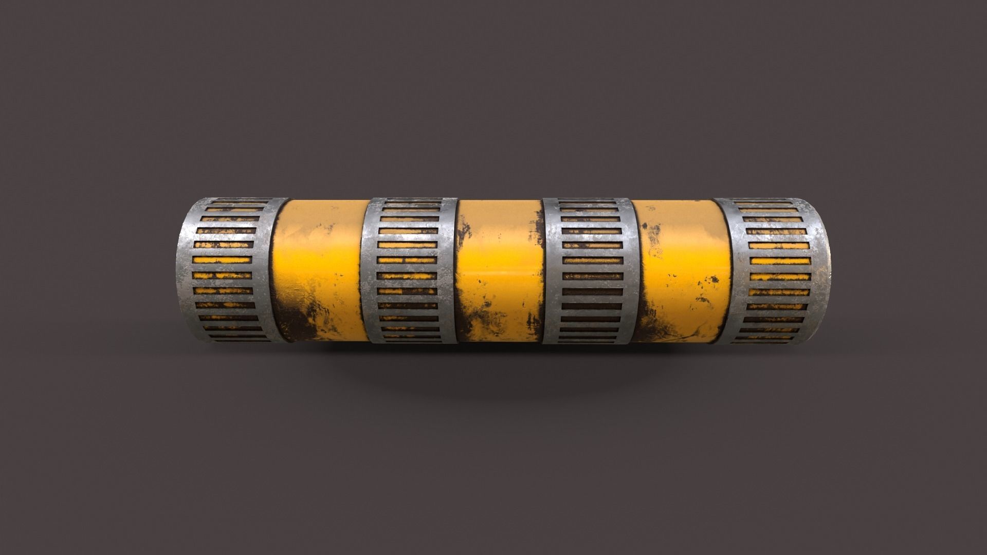 Silencer metal tube with stripes Low-poly 3D model_5