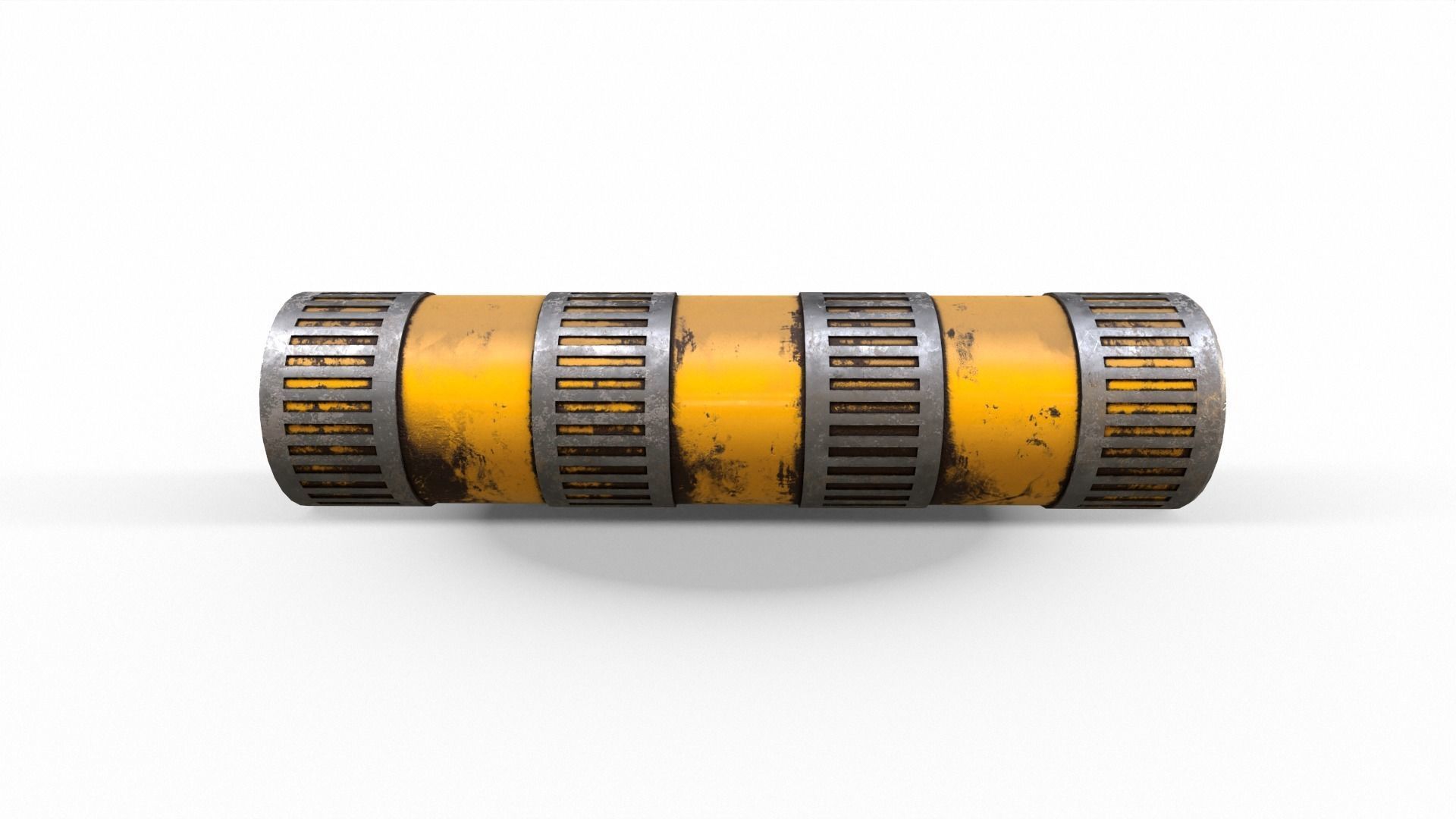 Silencer metal tube with stripes Low-poly 3D model_11