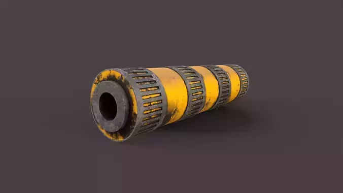 Silencer metal tube with stripes Low-poly 3D model