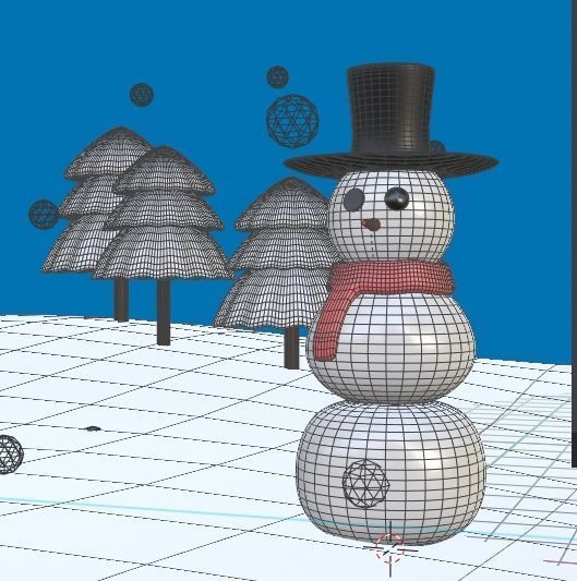 Cartoon Snowman Low-poly 3D model_9