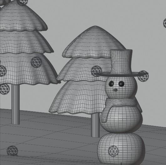Cartoon Snowman Low-poly 3D model_12