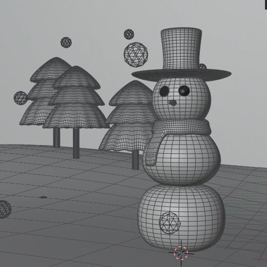 Cartoon Snowman Low-poly 3D model_8