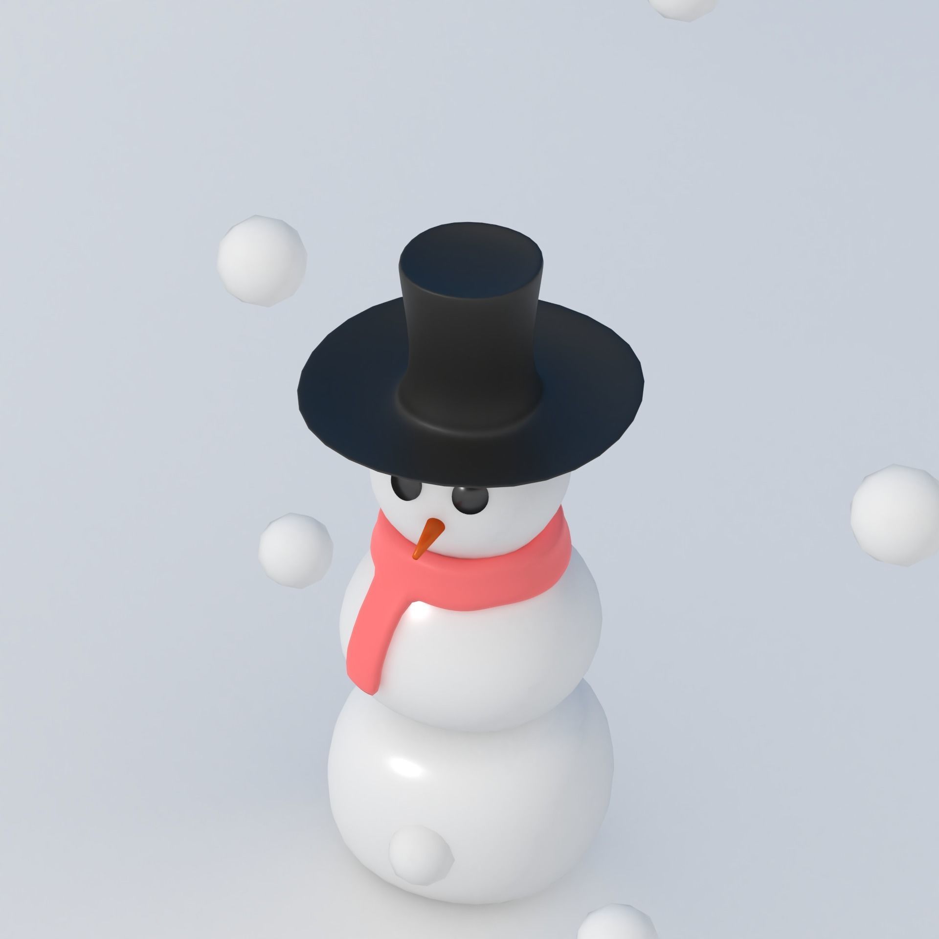 Cartoon Snowman Low-poly 3D model_14