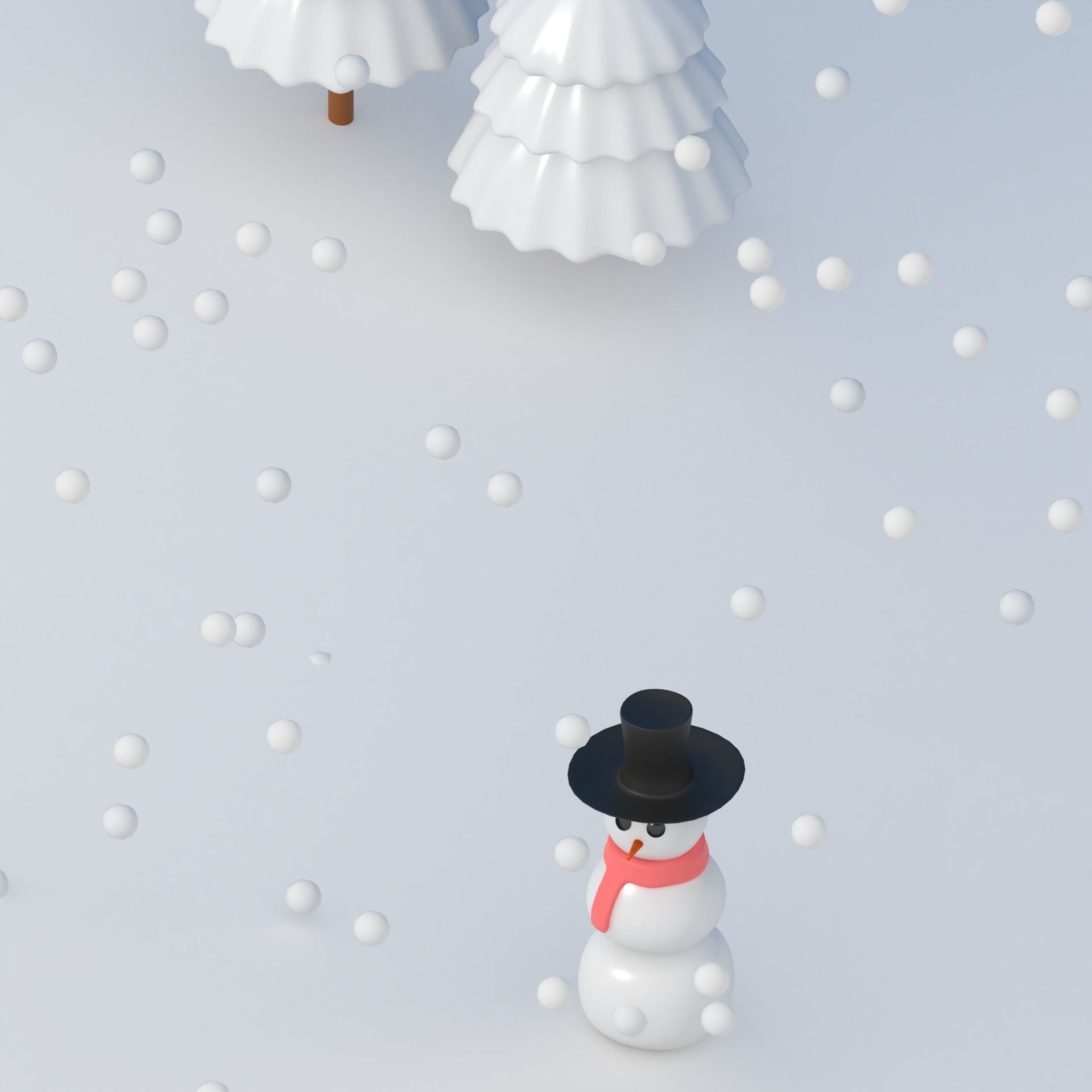 Cartoon Snowman Low-poly 3D model_2