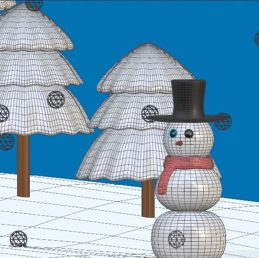 Cartoon Snowman Low-poly 3D model_11