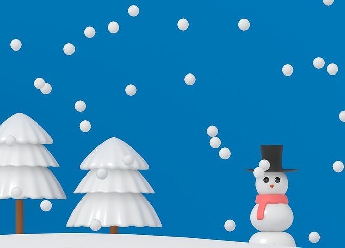 Cartoon Snowman Low-poly 3D model