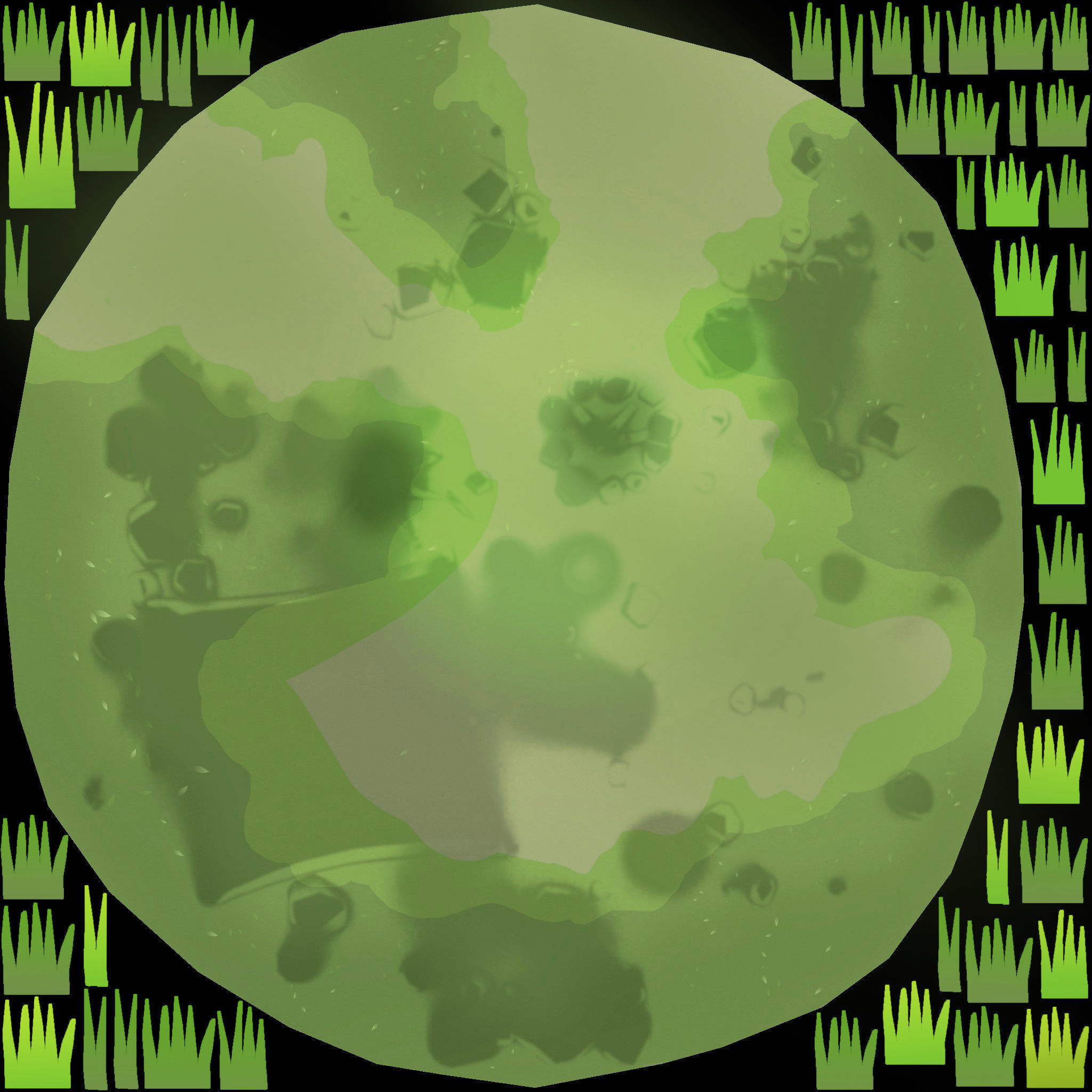 Stylized set island with palm trees and campfire Low-poly 3D model_28