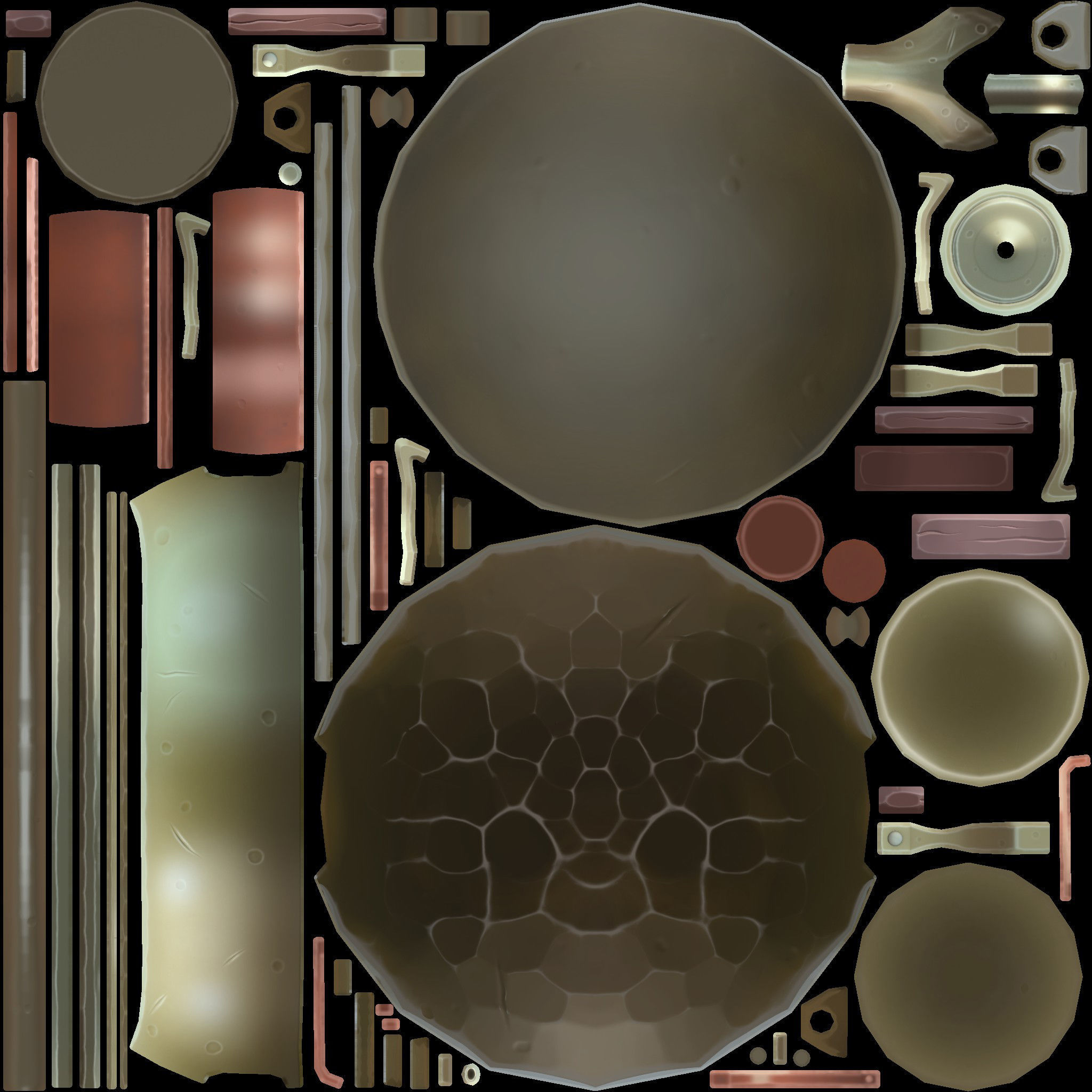 Stylized set island with palm trees and campfire Low-poly 3D model_27