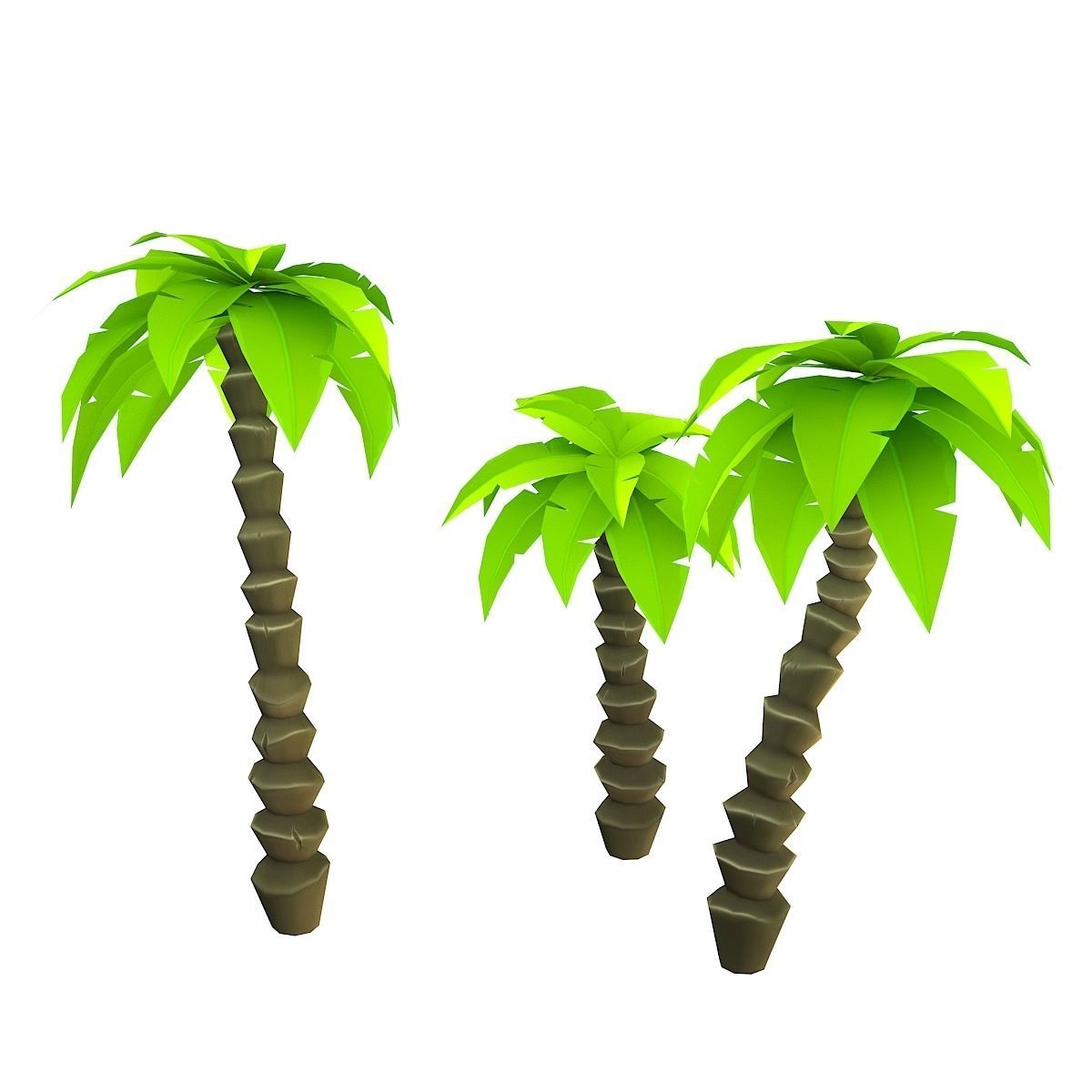 Stylized set island with palm trees and campfire Low-poly 3D model_18
