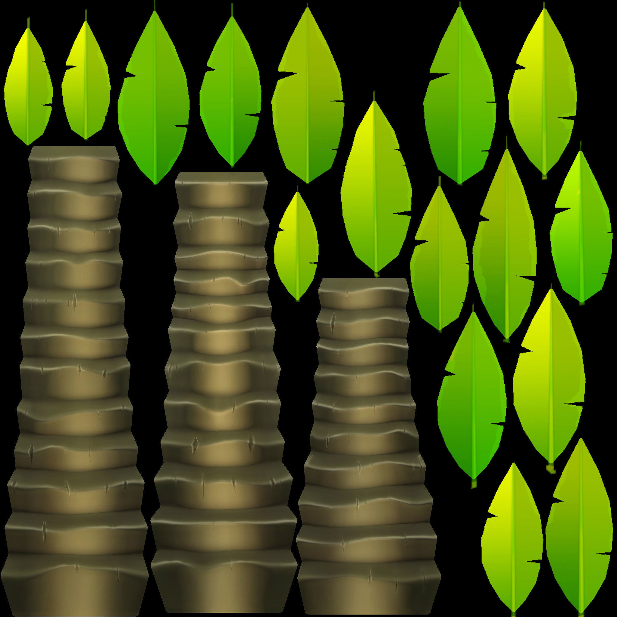 Stylized set island with palm trees and campfire Low-poly 3D model_32