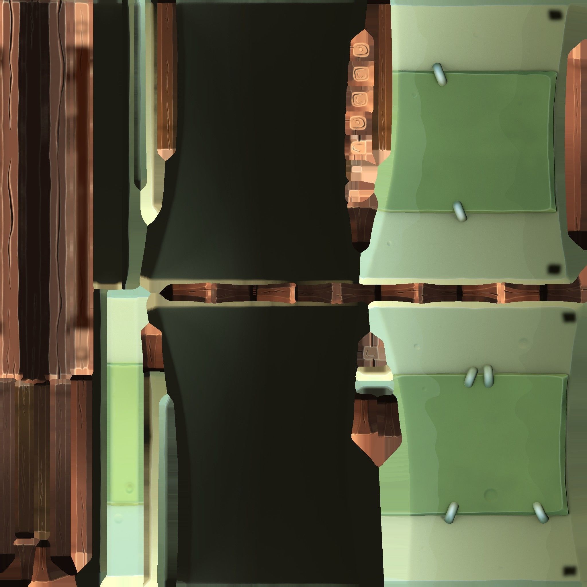 Stylized set island with palm trees and campfire Low-poly 3D model_31