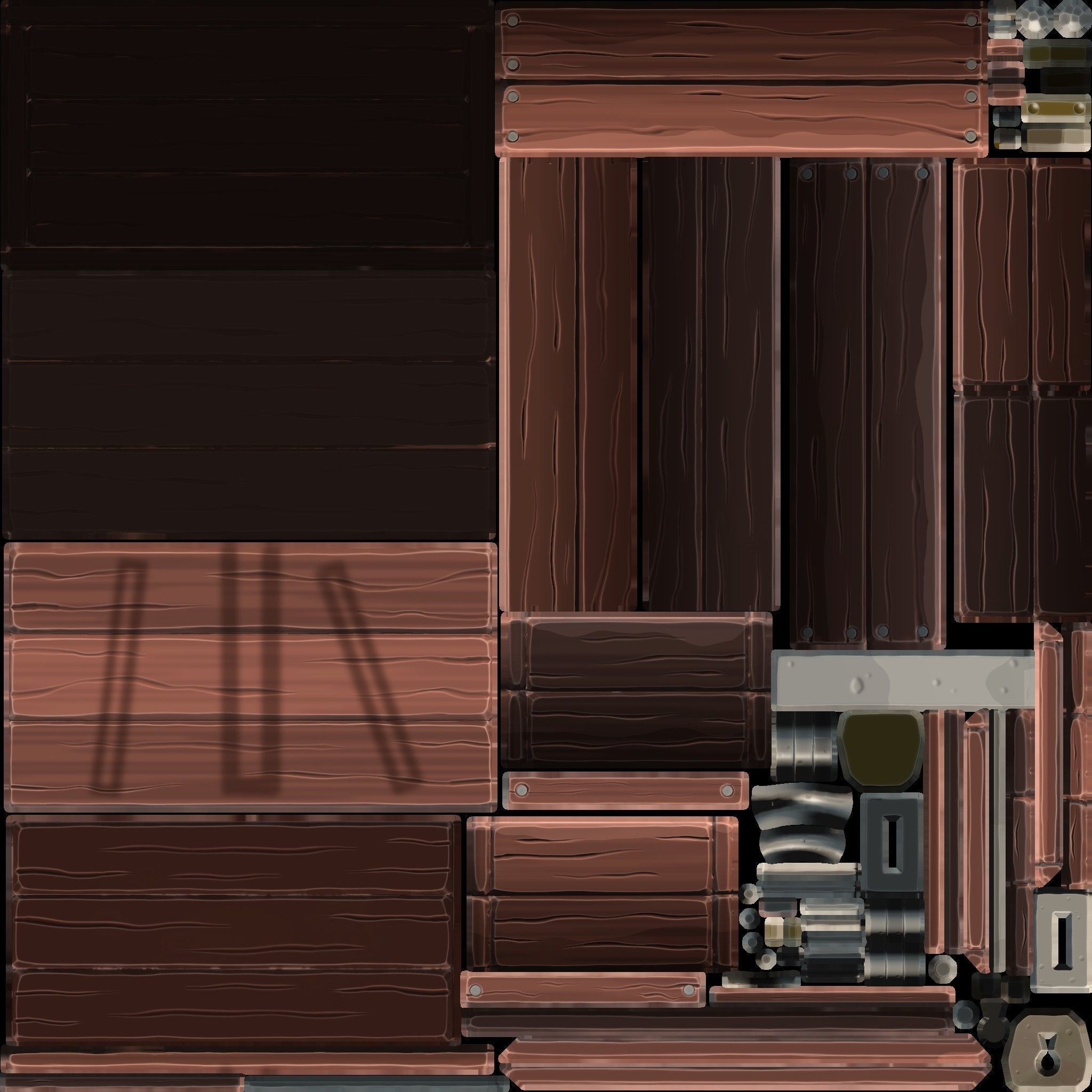 Stylized set island with palm trees and campfire Low-poly 3D model_25