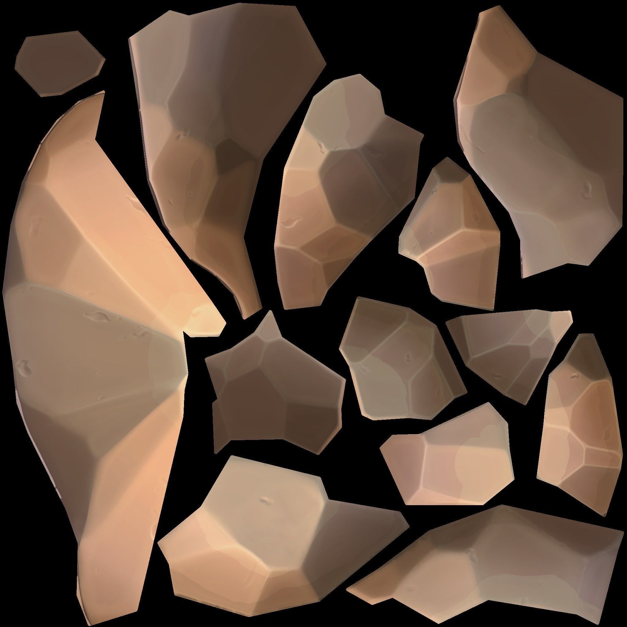 Stylized set island with palm trees and campfire Low-poly 3D model_29