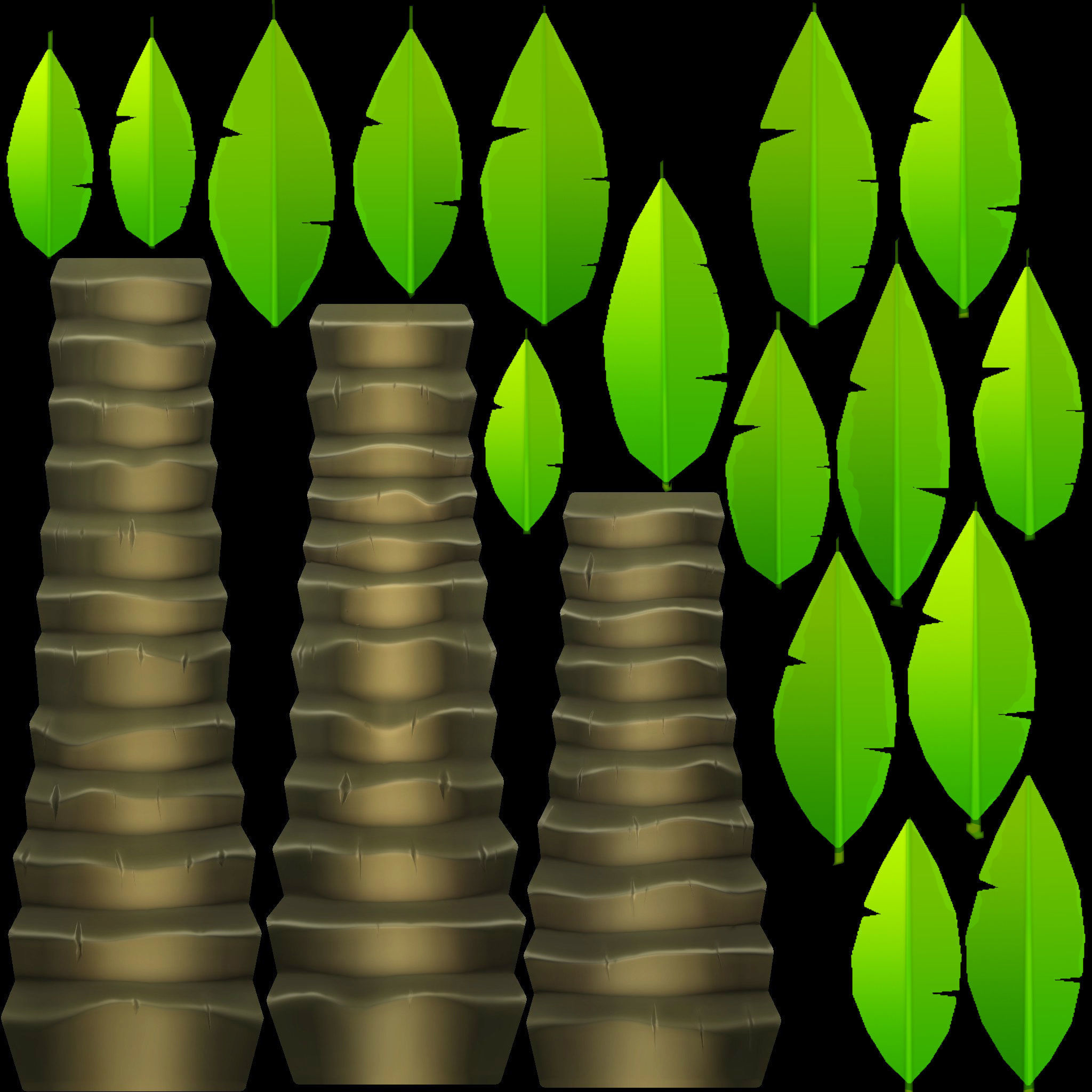 Stylized set island with palm trees and campfire Low-poly 3D model_33