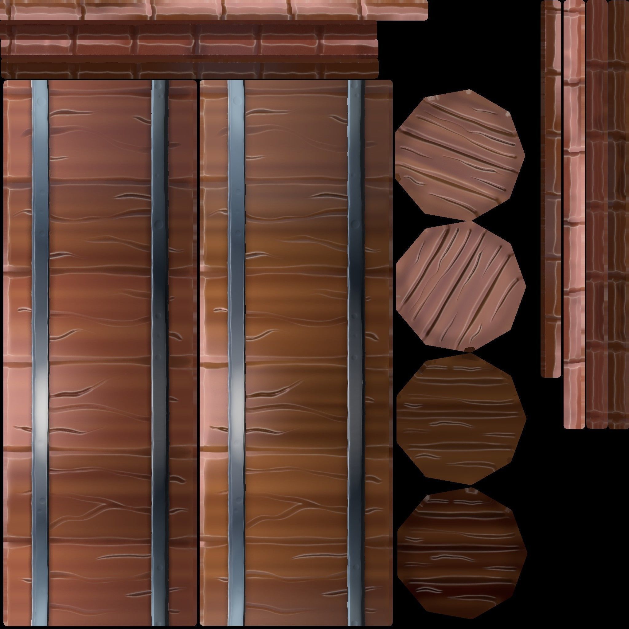 Stylized set island with palm trees and campfire Low-poly 3D model_23